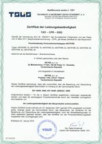 Konformitätszertifikat gemäß EN 14449: 2005